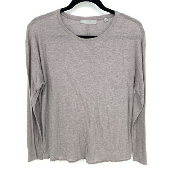 Vince Tops - Vince Brown Long Sleeve Solid Pullover T Shirt Top